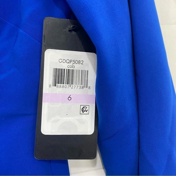 NWT Guess Size 6 Solid Royal Blue Dress Cutout Front Sexy Midi Long Sleeve - Picture 10 of 12